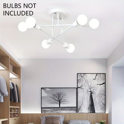 A Modern Artificial Satellite Chandelier with 6 Light Ceiling Fixtures, Featuring E27/E26 Bulb Sockets, Suitable for Bedrooms, Dining Rooms, Kitchens, And Offices.