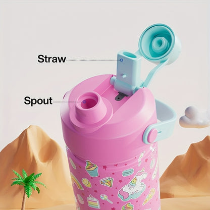 18oz POWCAN Unicorn & Rainbow Design Insulated Water Bottle - Non-Slip, Stainless Steel, Perfect for Valentine'S Day, Easter, Mother'S Day, Independence Day, Valentine'S Day Gift|Playful Design|Durable Build, Unicorn Accessor