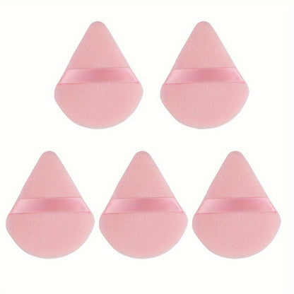 5pcs Soft Triangle Powder Puffs for Loose Powder, Mineral Powder, Body Powder, Velour Cosmetic Foundation Sponges - Nude and Black - Beauty Makeup Tools