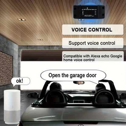 MIXIYOU Smart Garage Door Opener Controller with Sensor - WiFi & RF433MHz Receiver, Alexa & Home Compatible, App-Controlled Door Opener with Motion Sensor, Voice Command, Smart Home Automation, Compatible with  Alexa, Assista