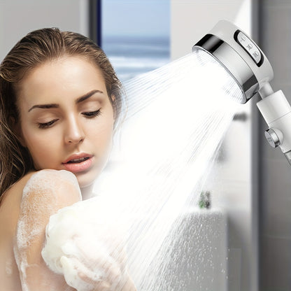 Chuveiro pressurizado com três configurações ajustáveis, concebido para fornecer uma forte pressão de água para banho doméstico, com chuveiro de ângulo ajustável, ideal para acessórios de casa de banho.