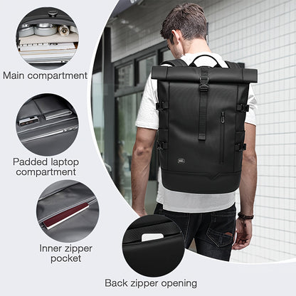 HANMARRY Men's Business Laptop Backpack - Heavy-Duty 39.62cm Computer Backpack, 15-in-1 Organizer, Padded Shoulder Straps & Locking System, High Quality for Work, Travel, School, Commute - Compatible with MacBook/Air/Pro/PC/L