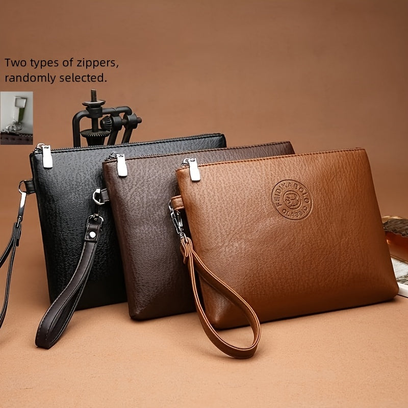 Bolsa de mão macia para homem, bolsa de pulso tipo envelope para uso diário.