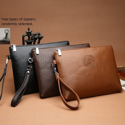 Bolsa de mão macia para homem, bolsa de pulso tipo envelope para uso diário.