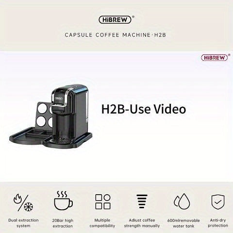 HiBREW 5-in-1 -in-One Coffee Machine: Espresso, Cappuccino, Latte, Drip, Capsule & Ground Coffee Maker with ESE/NS/DS/K-Cup Pods, 1450W System, Semi- Operation, European Plug (220-240V), Coffee Maker Machine, Espresso Coffee
