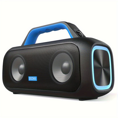 DOSS 60W Portable Speaker with Wireless 5.3, Stereo Sound & Subwoofer, 25H Playtime & Power Bank, TWS True Wireless Pairing, Dynamic Light Show, High Quality IPX6, USB-C Charging, 60W Power Handling, Compact Design for Campin