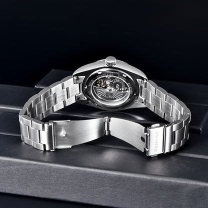 1pc BENYAR Men's Mechanical Wristwatch, 10Bar Waterproof Automatic Watch, Stainless Steel Sports Diving Watch For Men, Ideal choice for Gifts