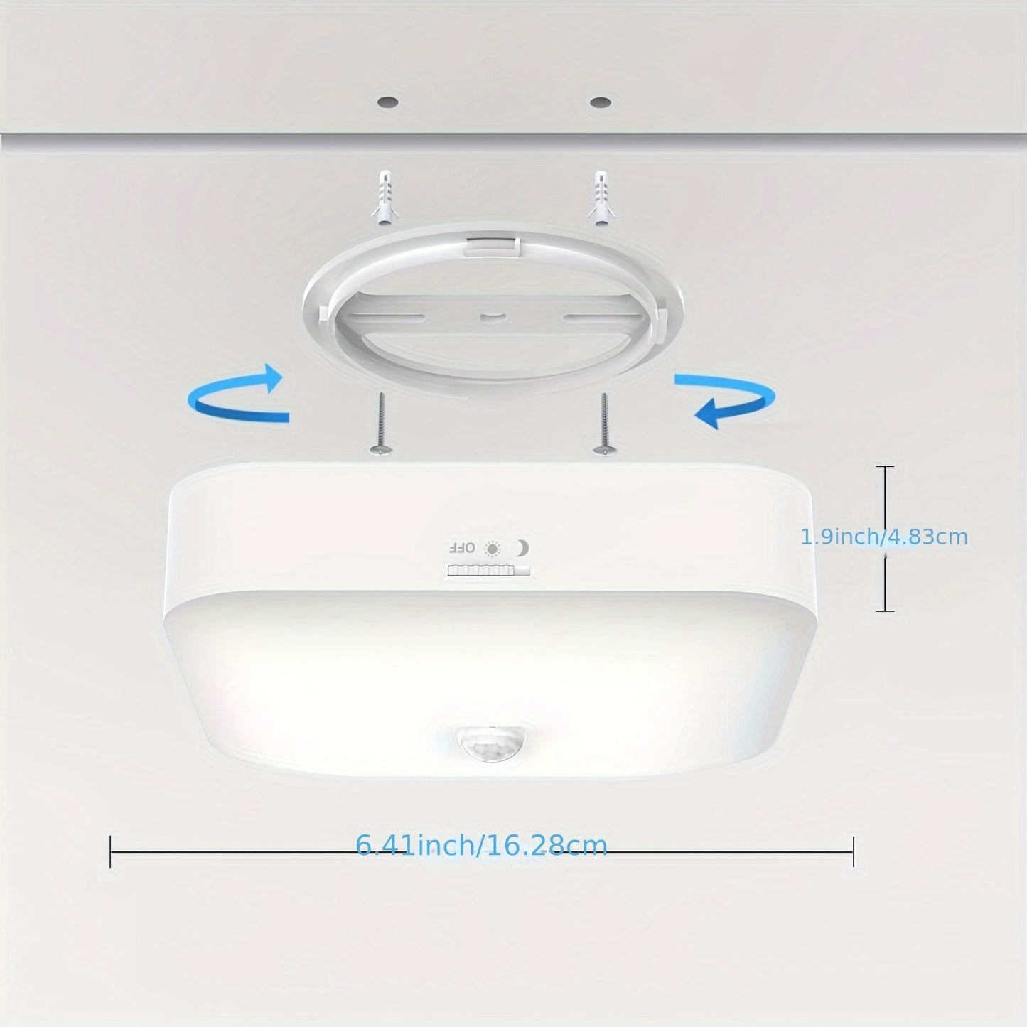 1 Modern Motion Sensor LED Ceiling Light, 500LM High Brightness 10000mAh Rechargeable Battery Powered Wireless, Day and Night Two Work Modes Motion Sensor Lamp, Suitable for Entrance, Kitchen, Stairs, Hallway, Pantry, Superma