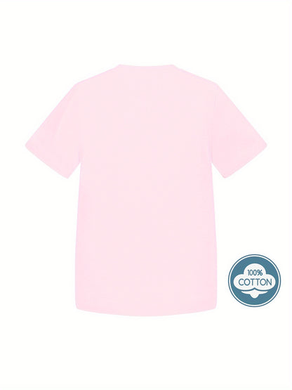 T-shirt infantil de cor sólida, blusa casual de manga curta, t-shirt infantil para o verão.