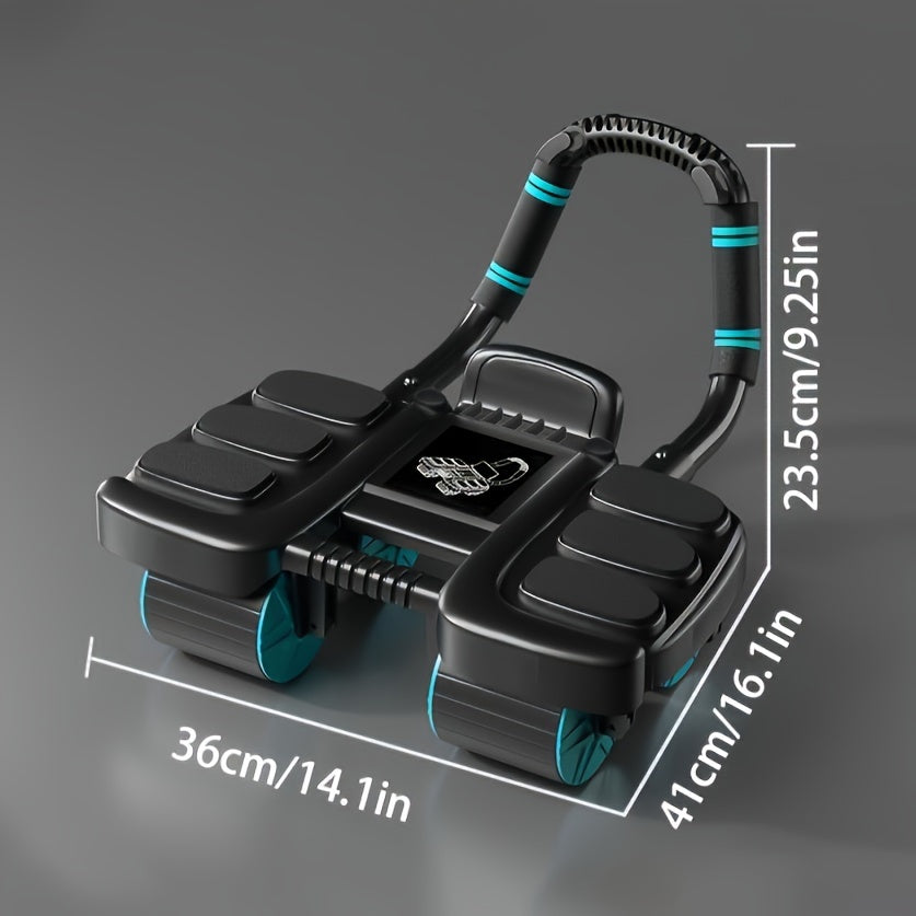 Lingpeng Smart Ab Roller with Automatic Rebound - 4-Wheel Core Strength Trainer & Elbow Support Pad, Durable PP/TPE Material, Ideal for Home Fitness, Lingpeng