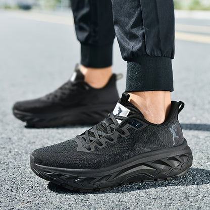 Calçado desportivo para homem para todas as estações, sola macia MD, topo em malha respirável, design leve, sola grossa, calçado moderno para corrida, viagens, caminhadas e campismo.