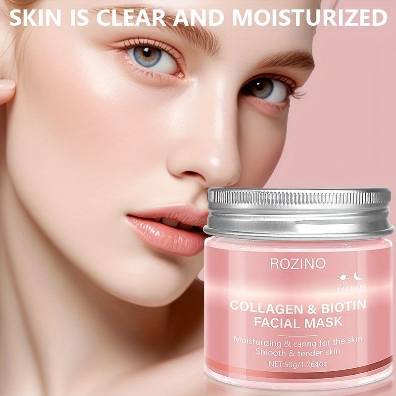 Collagen biotin day and night facial mask contains rich collagen essence, protects Light Beige, moisturizes and smoothes, injects source moisture, vitality and radiance into Light Beige