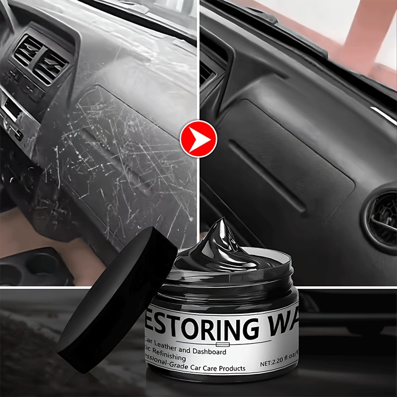 65ml  Interior Renovation Wax & Plastic Parts Renewal Interior Shine Wax, Tire Protector, Black Vehicle Yellowing Repair with Nano Crystal Coating Effective Scratch Removal & Restorative Formula for Long-Lasting Shine
