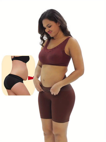 3pcs Women'S Plus Size Shapewear Leggings High Waist Body Shaper Tummy Control Seamless Solid Color No Padding Support