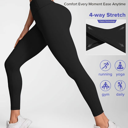 Women'S High-Waisted Elastic Yoga Pants - Compression, Stretchy & Comfortable for Fitness, Running, and Daily Wear - Solid Color Design, Workout Pants| highwaisted Leggings|Stretchy Fabri