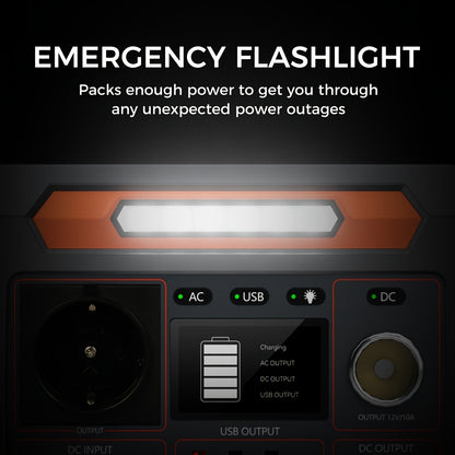 FF FLASHFISH 300W P66 Portable Power Station, 230.88 Wh/62400mAh Lithium-Ion Cells Solar Generator 300 W AC Output, 600 W Surge, 2 X DC Output And 4 X USB, LED Lights, Power Generator for Outdoor Use,  Compact Design, Lightwe