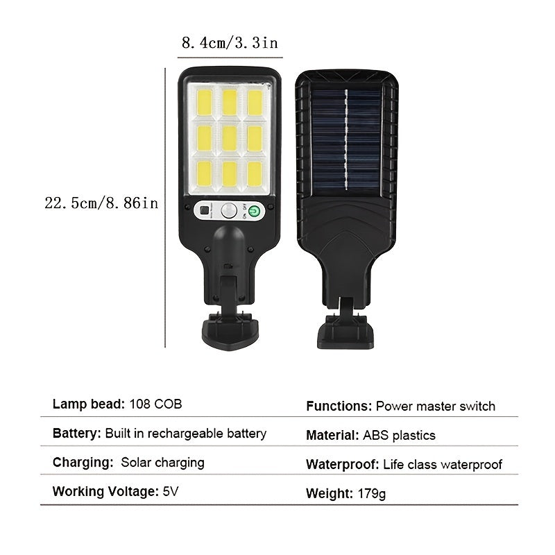 1pc 2200W Outdoor Solar Street Light Human Body Induction Garden Light with Remote Control LED Wall Light Waterproof Garden Light