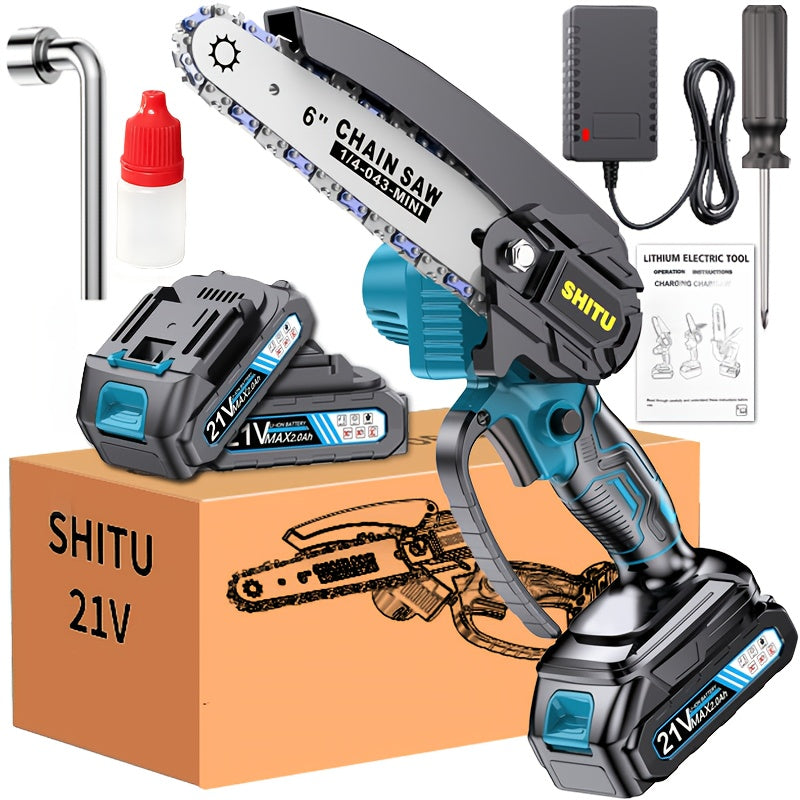 2025 New Cordless Mini Chainsaw, Lightweight and Portable Electric Tree Trimmer, Equipped with Splash Guard, Safety Lock, Rechargeable Battery and Safe Finishing, Can Quickly Cut Tree Branches, Yards, Houses and