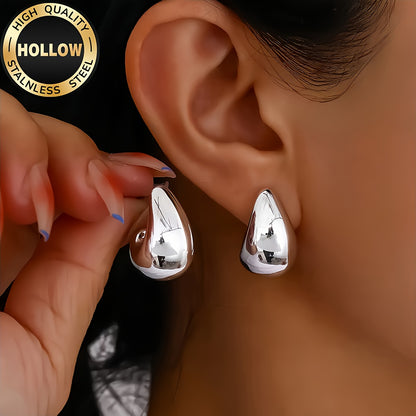 High-Quality Hollow Stainless Steel Hypoallergenic Golden Water Drop Earrings, Anti-Fade, Comfortable And Versatile, Simple And Elegant, Fashionable Women'S Earrings And Jewelry Accessories for Daily Wear Or Parties, Are Exqu