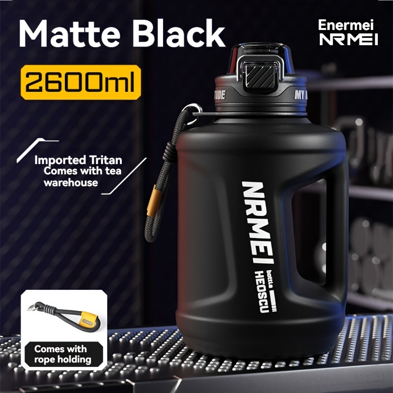 NRMEI 64oz Water Bottle with Time Marker - BPA-Free Half Gallon Hydration Flask, Large Sports Water Bottle with Straw and Lid, Handle, Suitable for Camping & Gym