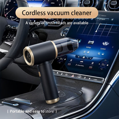 Cordless Car Vacuum Cleaner with USB Charging, One-Button Operation & 4-in-1 Function (Suction, Water Blending, Blow, Vacuum, Clean) - Wireless Handheld Vacuum with 4-in-1 Nozzle, Portable Vacuum for Home/Car Use, Cordless Ca