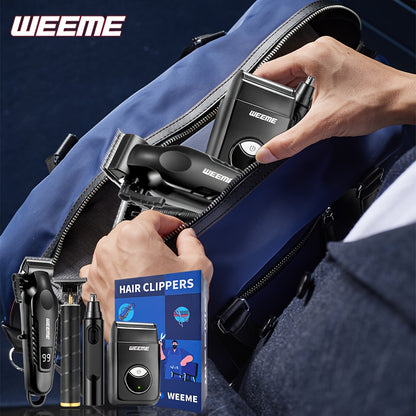 WEEME 4pcs Men's facial grooming set, household electric hair clipper set USB fast-charging electric hair clipper + T-trimmer + razor + nose hair clipper Haircutting, shaving, nose hair t* Car travel home Father's Day/Birthda