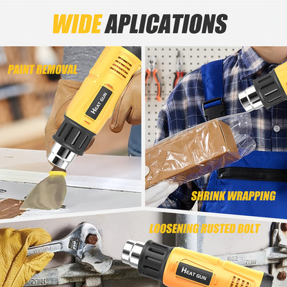 Professional 2000W electric heat gun with adjustable temperature control, 1.5S fast heating, 122°F-1202°F range, ideal for soldering and welding, automotive and construction use, European standard plug, 220-240V, soldering heat