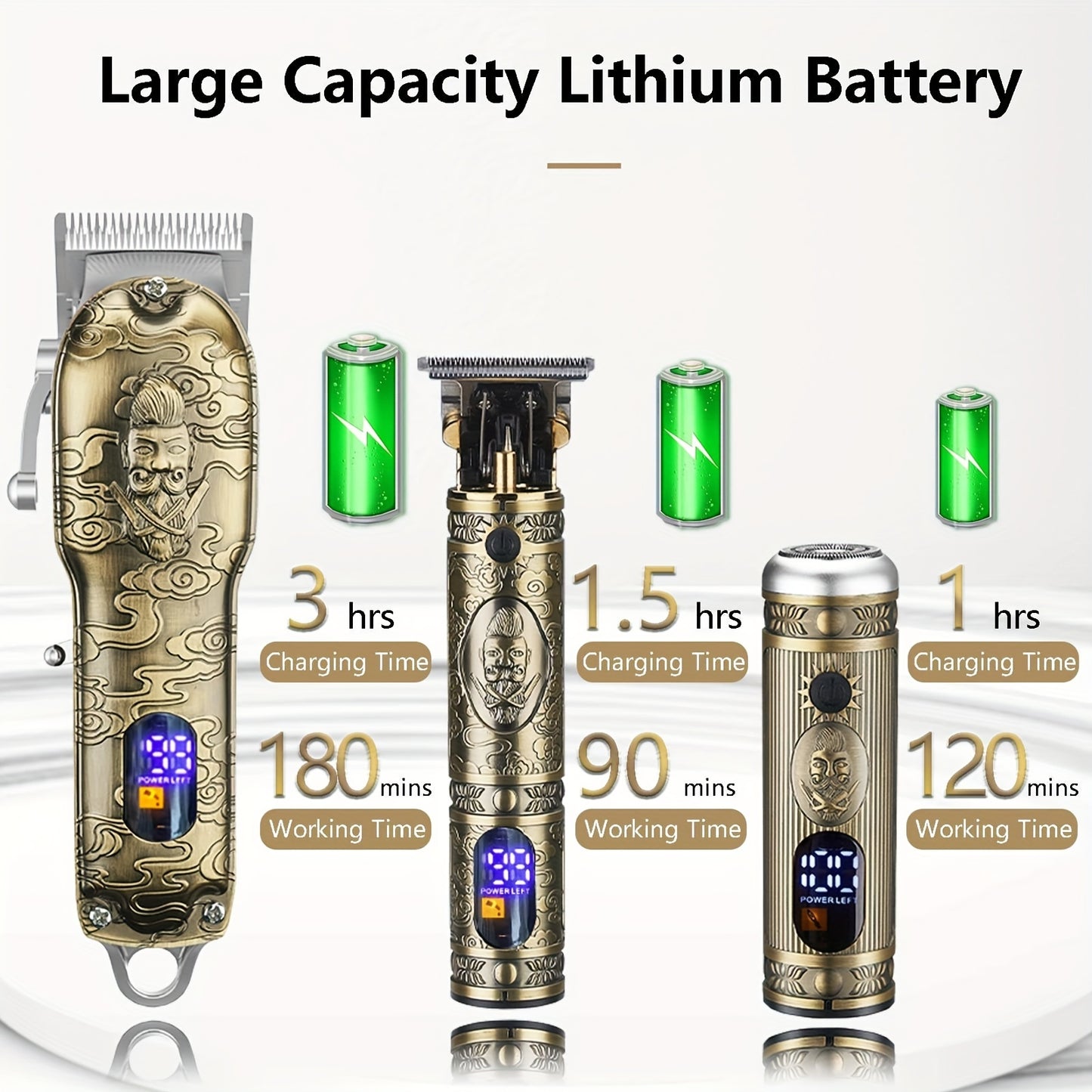 Hair Clippers For Men, Professional Cordless Barber Trimmer Set, T-Blade/Nose Hair/Beard Trimmer Set, USB Rechargeable Hair Cutting Grooming Kit, LCD Display, Holiday Gifts For Men/Dad