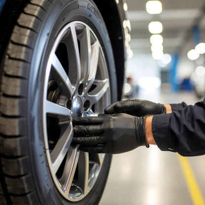 Nitrile Gloves, Powder-Free in Black, Size M, Packaging 100pcs, Made of High-Quality Nitrile Resistant to Punctures, Chemicals And Tears, Latex-Free And Powder-Free Hypoallergenic And Safe for Sensitive Skin, Universal – Fi