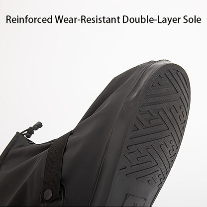 Adults & Students Universal Waterproof Anti-Slip Short Rain Boot Covers - White PVC Thickened Durable High Elasticity Zipper Design One-Touch On/Off, Outdoor Travel Rain Snow Dirt Reusable Hand Wash No Dry Clean Essential Stu