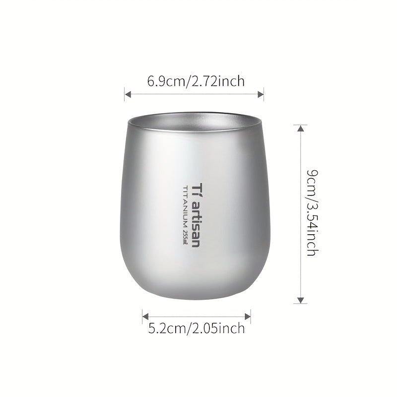 Caneca Tiartisan em titânio para exterior, 255ml/400ml, com parede dupla, ideal para chá e café, perfeita para campismo e piqueniques. Leve e portátil.