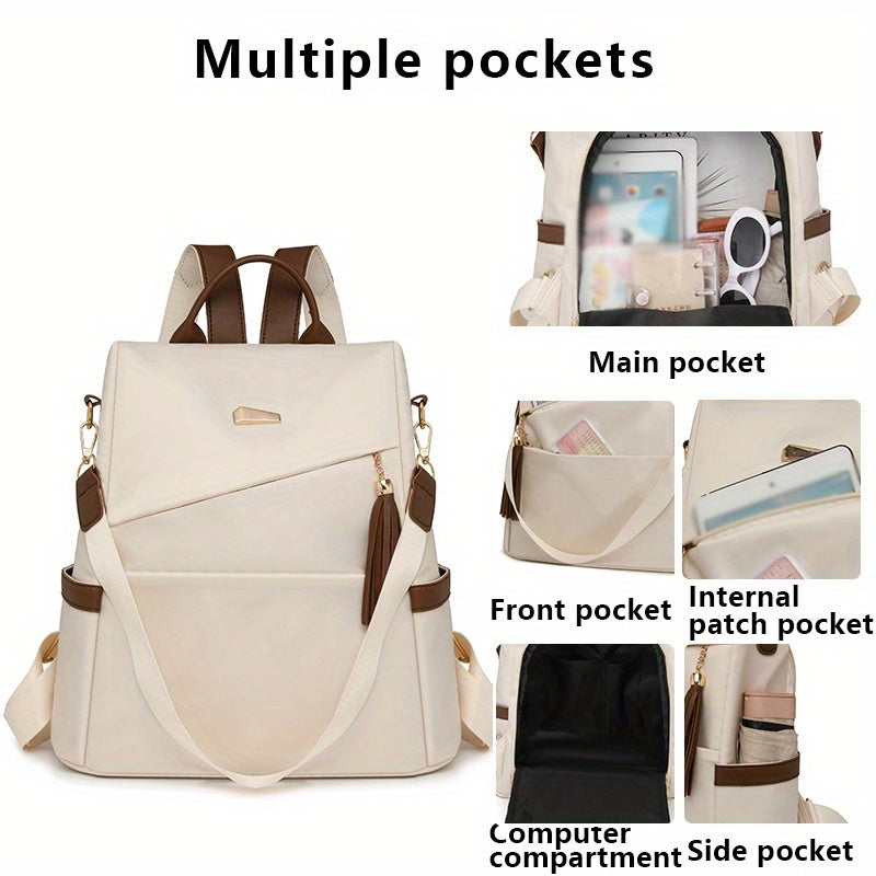 Ant King Anti-Theft Design Men'S & Women'S Backpack - Stylish Travel & Commuter Bag with Multiple Compartments, Brown & Beige Options, Durable Fabric, Secure Zipper Closure for Everyday Use, Commuter Bag, Secure Zipper Closur