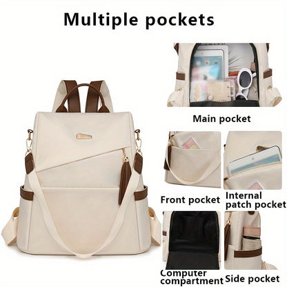 Ant King Anti-Theft Design Men'S & Women'S Backpack - Stylish Travel & Commuter Bag with Multiple Compartments, Brown & Beige Options, Durable Fabric, Secure Zipper Closure for Everyday Use, Commuter Bag, Secure Zipper Closur