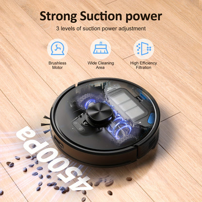 Robot Vacuum Cleaner And Mop Combo 4500Pa, Lubluelu SL60Ultra Robotic Vacuum, 150Mins Max, 56dB, 24 No-Go Zones for Pet Hair Carpets Floor, Christmas&Halloween Gifts, Robot Vacuum And Mop, Vacuum Cleaner Robot, Robot Vacuum C