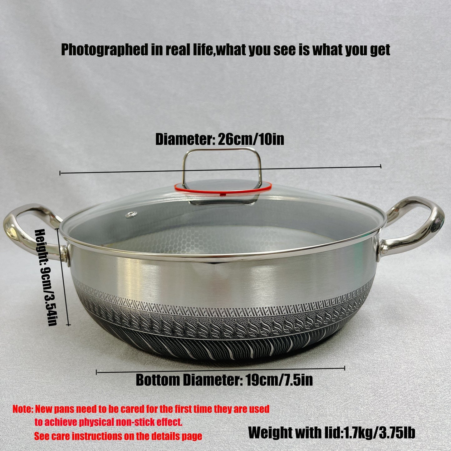 Frying pan, cooking pot, Soup Pot, hot pot, Fry Pan Tri- Ply Stainless Steel Multi-purpose pot with Lid