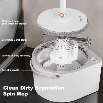 1 Set, Sewage Separation Hands-free Wash Mop And Bucket Set, With 2 Cloths, Household Rotating Floor Mop, Lazy Mop, Dust Removal Mop, Dry And Wet Use, Perfect For Home, Kitchen, Bathroom Floor, Cleaning Supplies, Cleaning Too