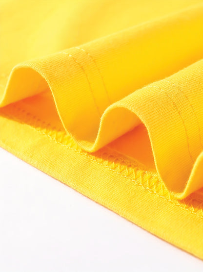 T-shirt infantil de cor sólida, blusa casual de manga curta, t-shirt infantil para o verão.