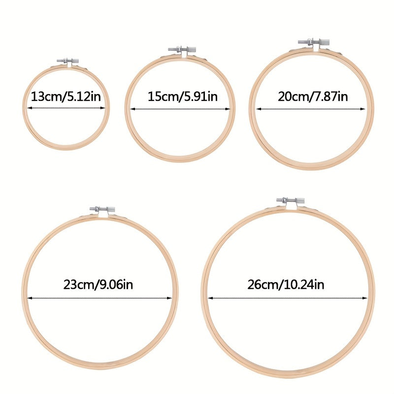 1set Embroidery Kit, 50/100 Colors Threads, 5 Pcs Bamboo Embroidery Hoops And Cross Stitch Tools Set, Hand Embroidery Starter Kit For Beginners Adults