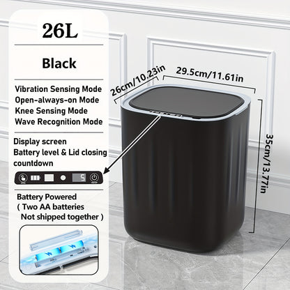 Large-sized contactless 26-liter induction kitchen trash can, commercial-grade automatic contactless smart trash can, automatic plastic bathroom smart trash can, smart dustbin, smart electric trash can suitable for office, be