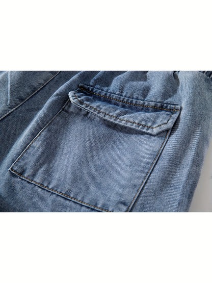 Classic Men's Denim Shorts - Casual Regular Fit Mid-Rise Drawstring Waist Lightweight Summer Shorts for Fishing, Hiking & Daily Wear, Jean Shorts