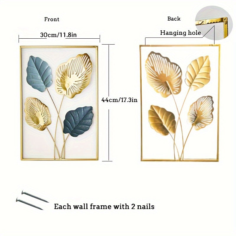 3pcs Mounted Metal Wall Decor, Thick Minimalist Metal Wall Art, Modern Metal Sheet Wall Covering, Suitable for Sofa Backdrop Bedroom and Living Room, Golden Classic Style, No Frame, 43.94x29.97cm
