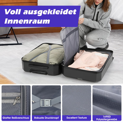 Hardshell Luggage Set Of 4pcs, With 360° Dual Spinner Wheels And Integrated Lock, Carry-on Luggage