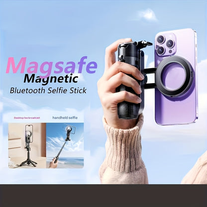 4-in-1 Multi-function Selfie Stick with Wireless Remote Control | Magnetic, Cell Phone Clip Dual Combination, 360° Rotation
