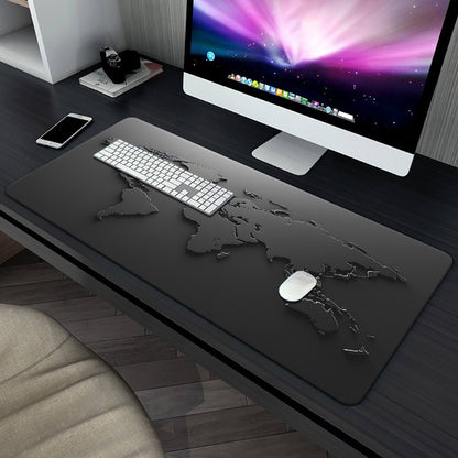 1pc XXL World Map Mouse Pad - Large Desk Mat for Gaming & Office Decor, Non-Slip Rubber Base, Durable Stitched Edges, Smooth Surface, Multi-Functional Black and White Design, Mouse Pads for Desk
