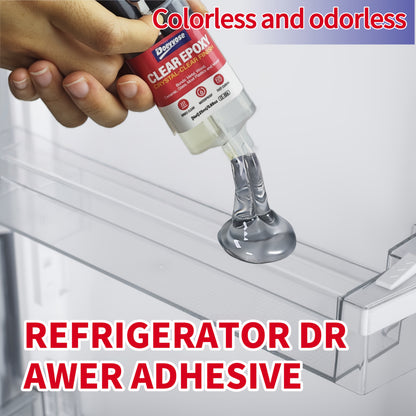 Cola adesiva epóxi transparente Doeyvose - Cola forte e impermeável, selante transparente para gavetas de frigorífico, portas, pavimentos, paredes, telhados e azulejos - Fórmula resistente semelhante à resina epóxi (25 ml/0,88 oz) - Multiusos