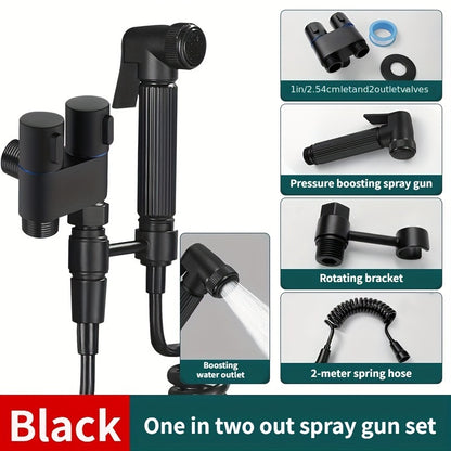 Versatile Wall-Mounted Spray Gun Set with Dual Stainless Steel Valves - Ideal for Bathroom, Pet Showers & More, Chrome Finish, Easy Installation, Fits G1/2 Hoses, Floor Cleaning Tool|Sleek Bathroom Fixture|Durable Alloy Const