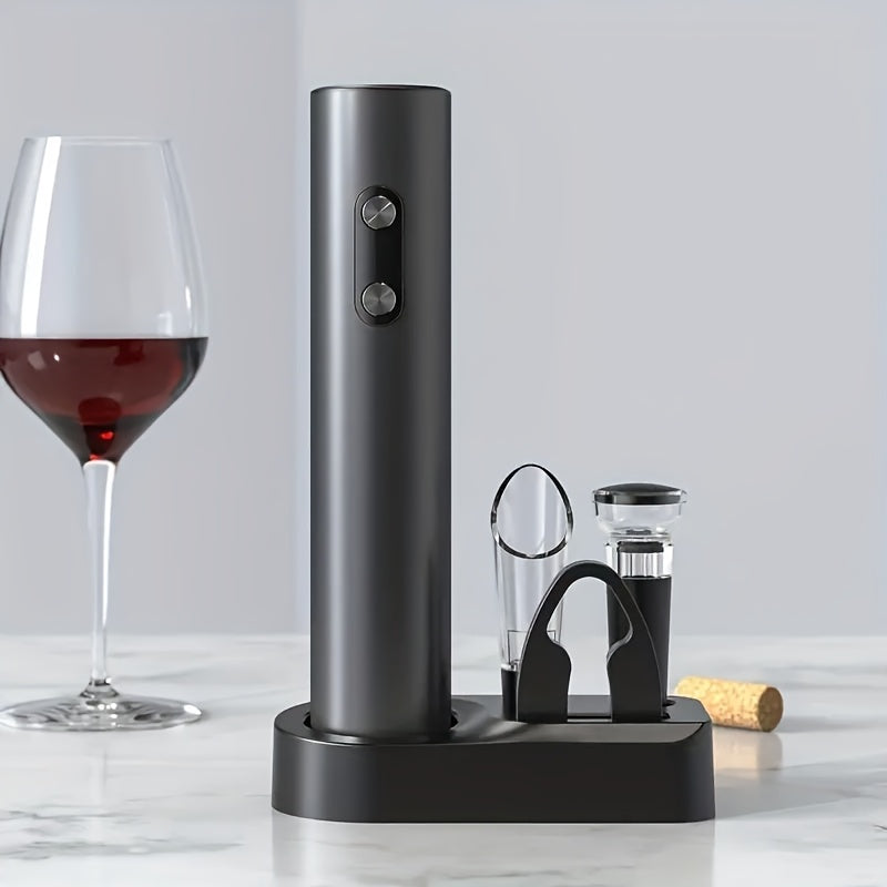 Electric Wine Opener - Single or 5-piece set with vacuum sealer and pourer, automatic brush bar tool kit for home, party, gifts.