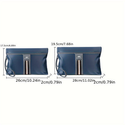 MARHSEIKE Men's Large Capacity Clutch Bag - Stylish Black Nylon Handbag with Zippered Compartment & Adjustable Strap, Trendy Business Phone Holder for Everyday Use, Secure Travel Pouch|Modern Masculine Clutch|Durable Zipper C