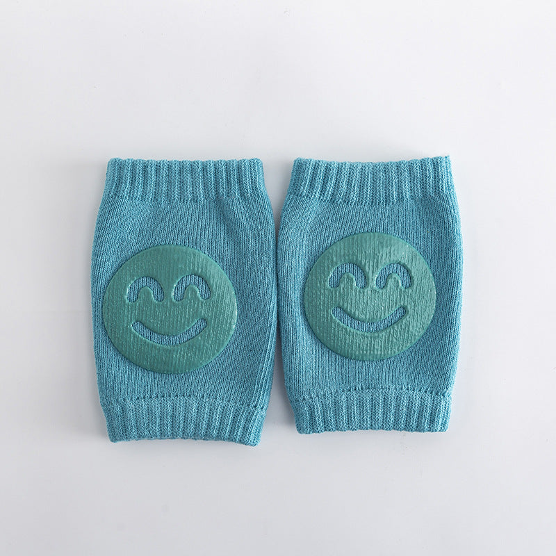 Boys Casual Knitted Knee Pads With Smile Face, Thermal Joint Protector For Autumn And Winter