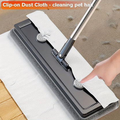 Lazy Hands-Free Flat Mop And Bucket Set with 4pcs Mop Pad- Dual-Purpose Dry And Wet Cleaning, Ideal for Bedroom, Kitchen, Living Room, Bathroom - Durable Plastic, for Household And Floor Cleaning, Tile Marble Floor Cleaning M